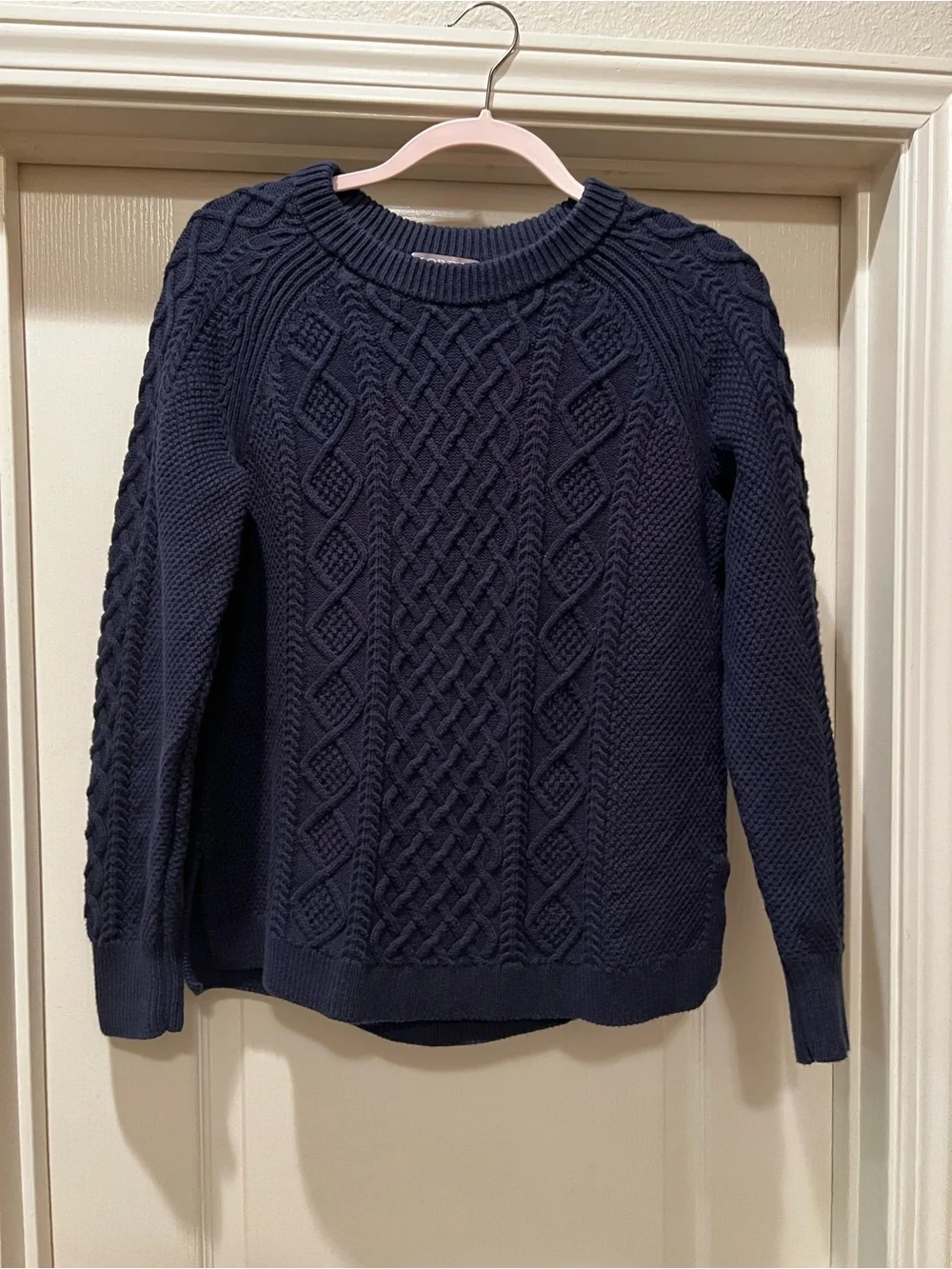 J Crew 100% CottonClassic Cable Knit Sweater - Navy Medium